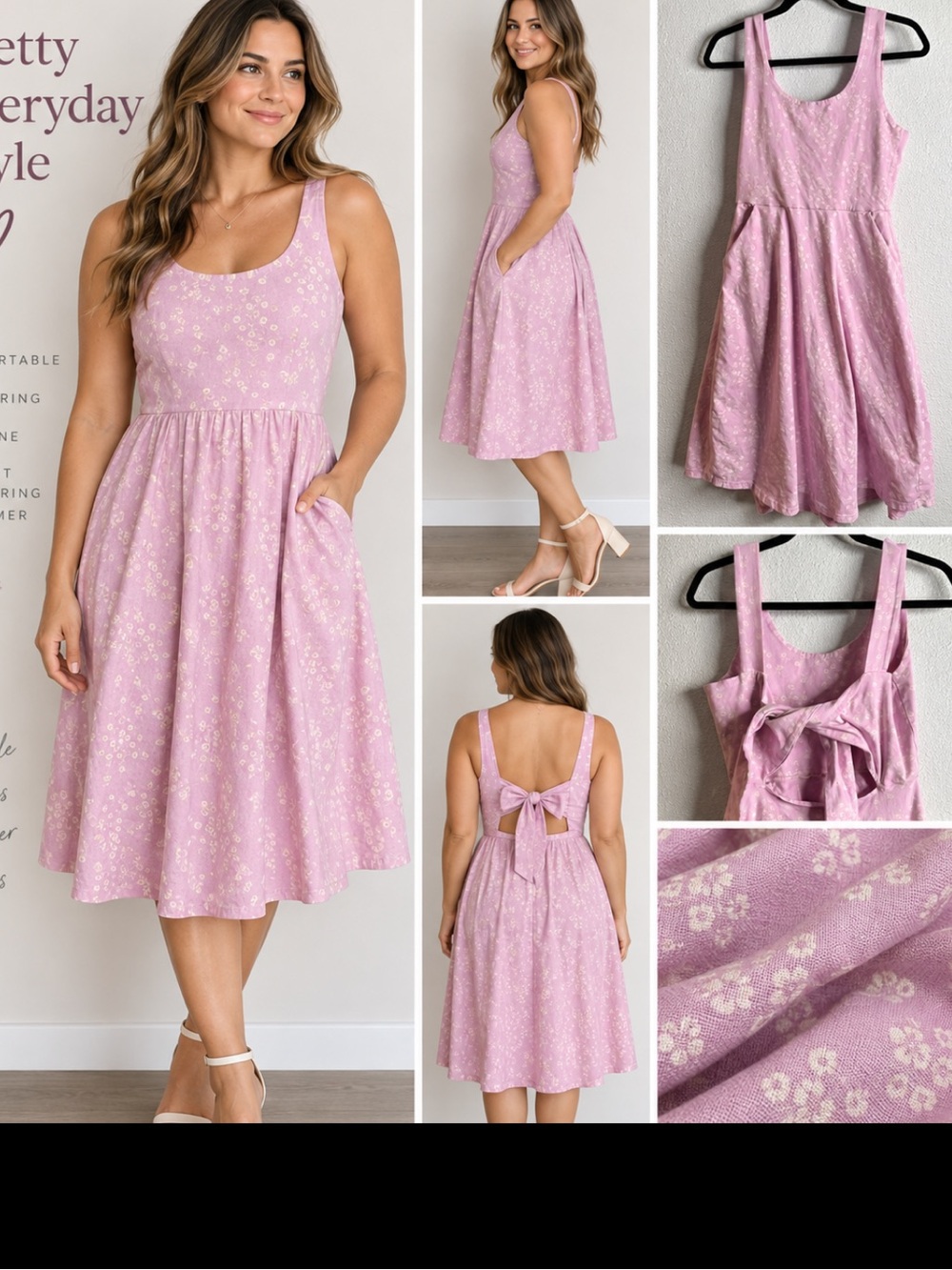 Pact organic cotton Sleeveless Lilac Tie-back Sundress size small